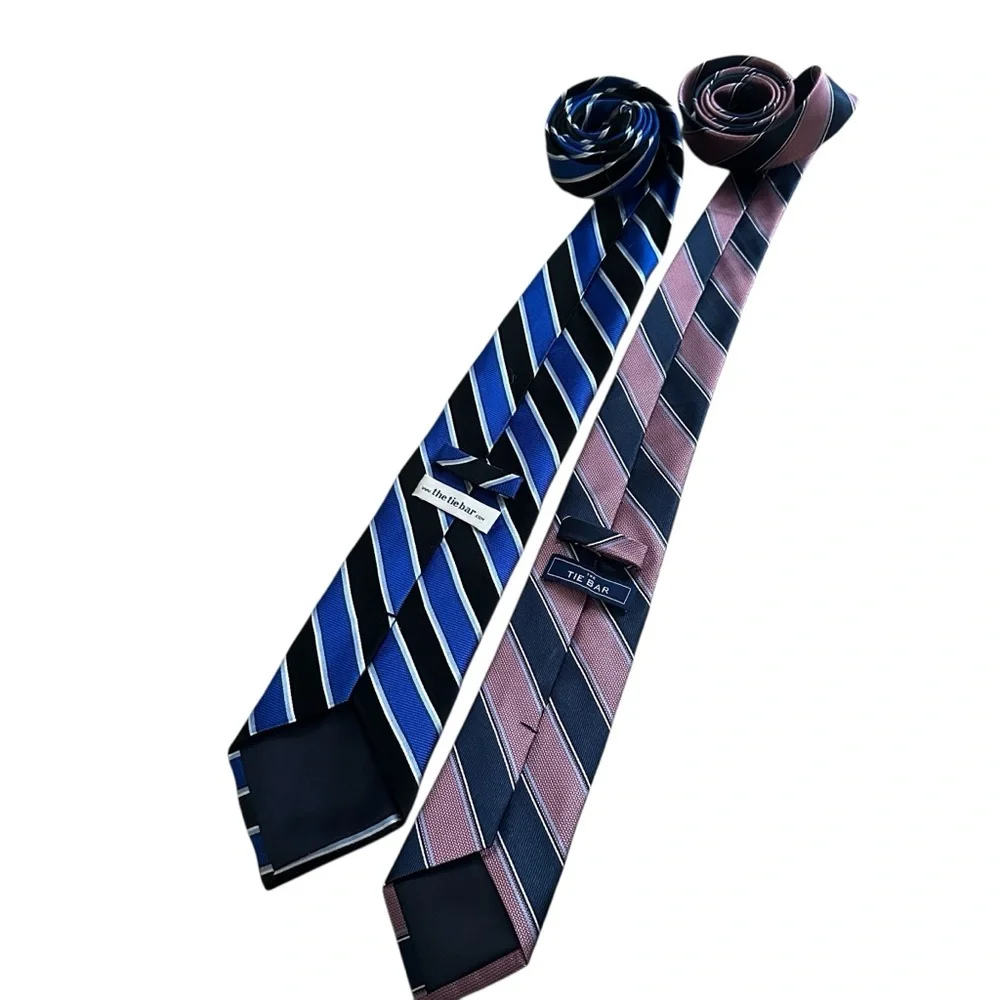 The Tie Bar Lot of 2 Striped Men Silk Neck Ties‎